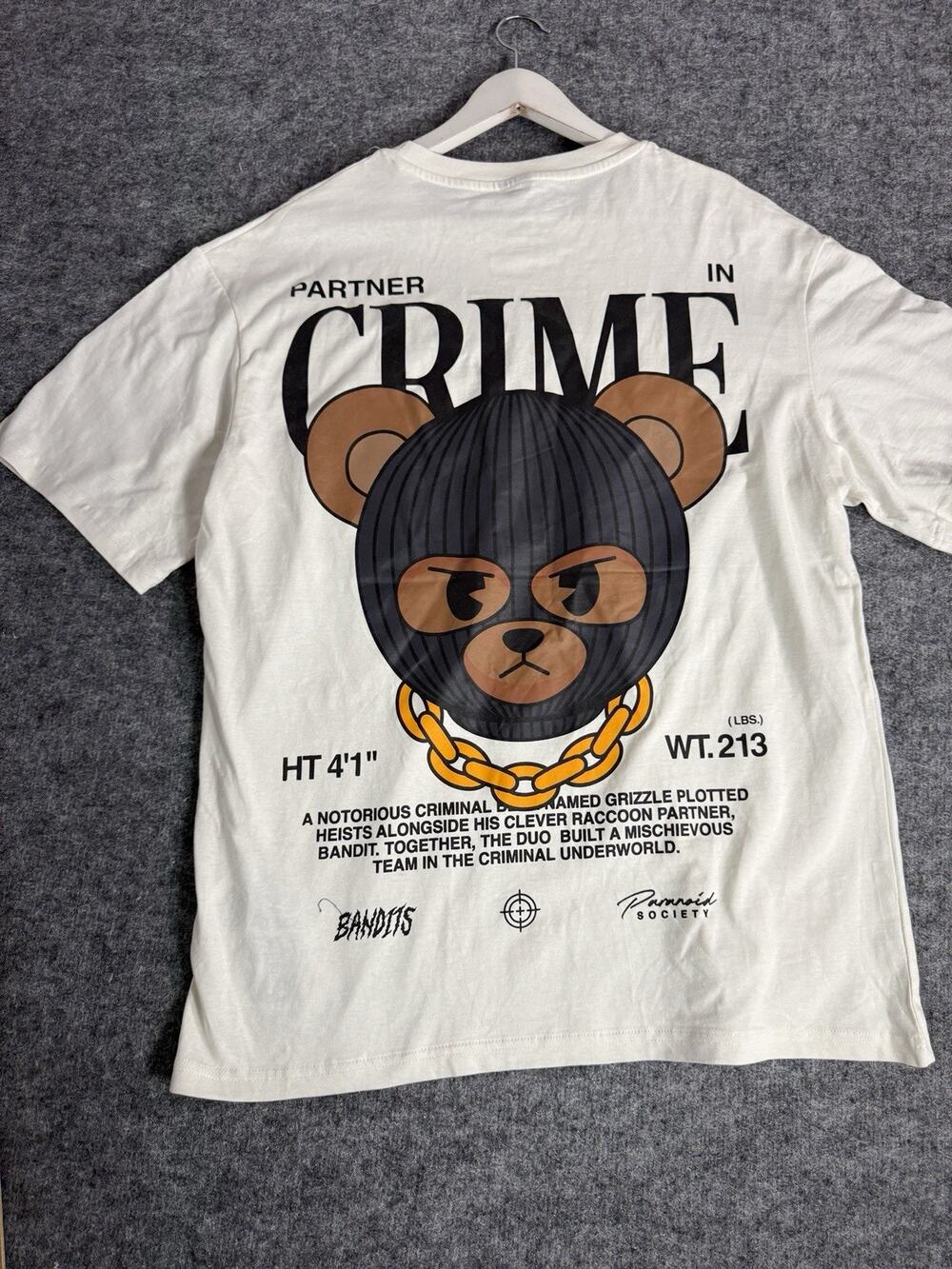 FSBN Shirt Mens XL Bear Graphic Partner In Crime Tee Streetwear Y2k N167